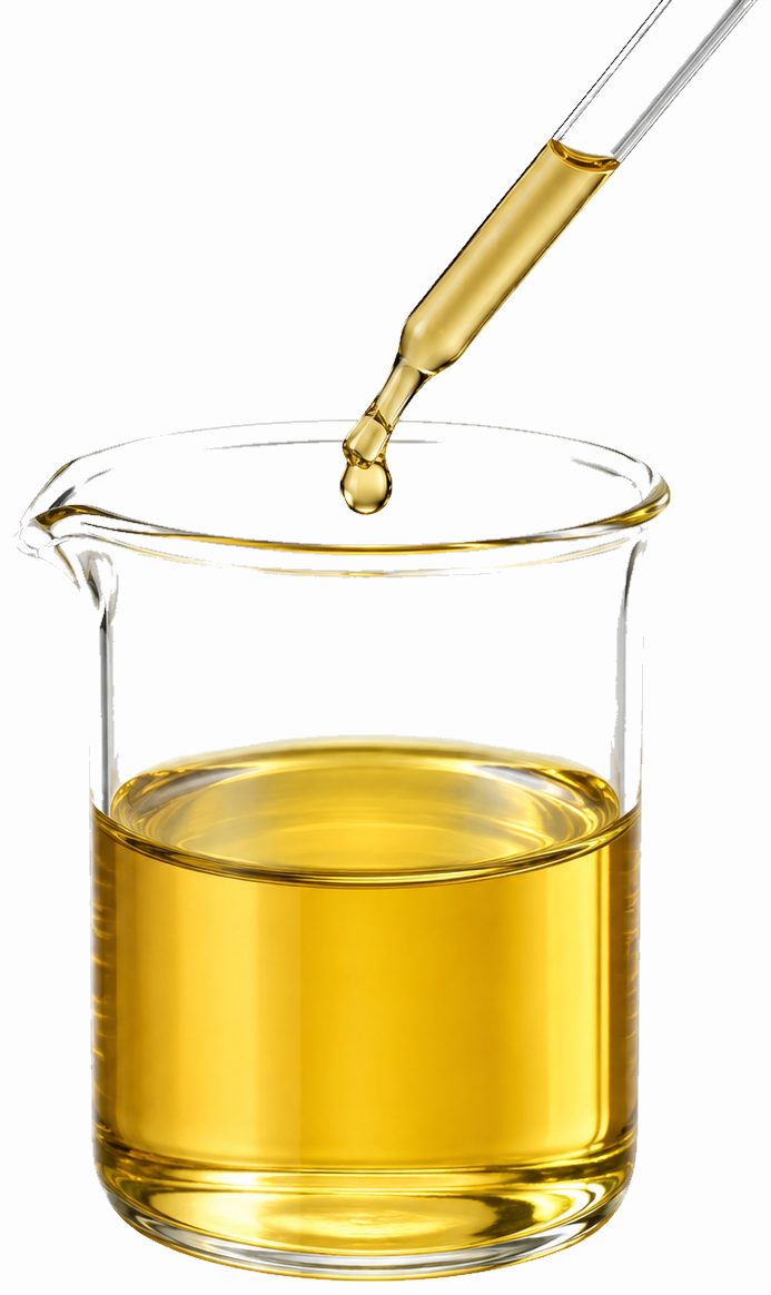 Carrier oil dispensed from a glass dropper into a lab beaker