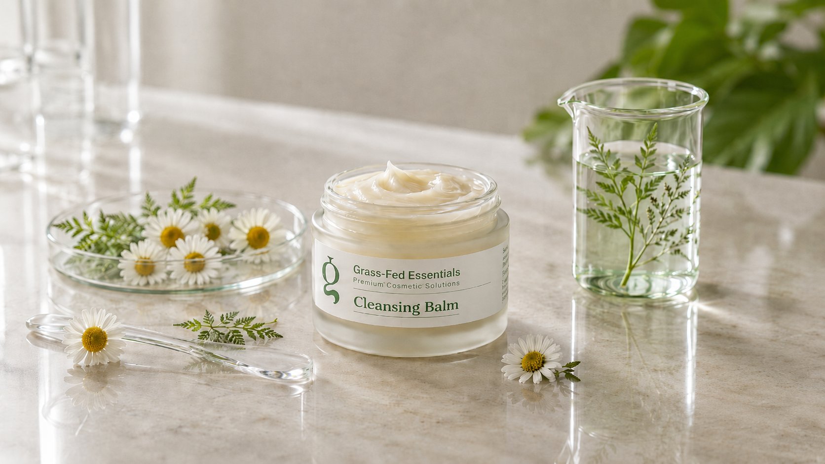 Private-label tallow cleansing balm with chamomile