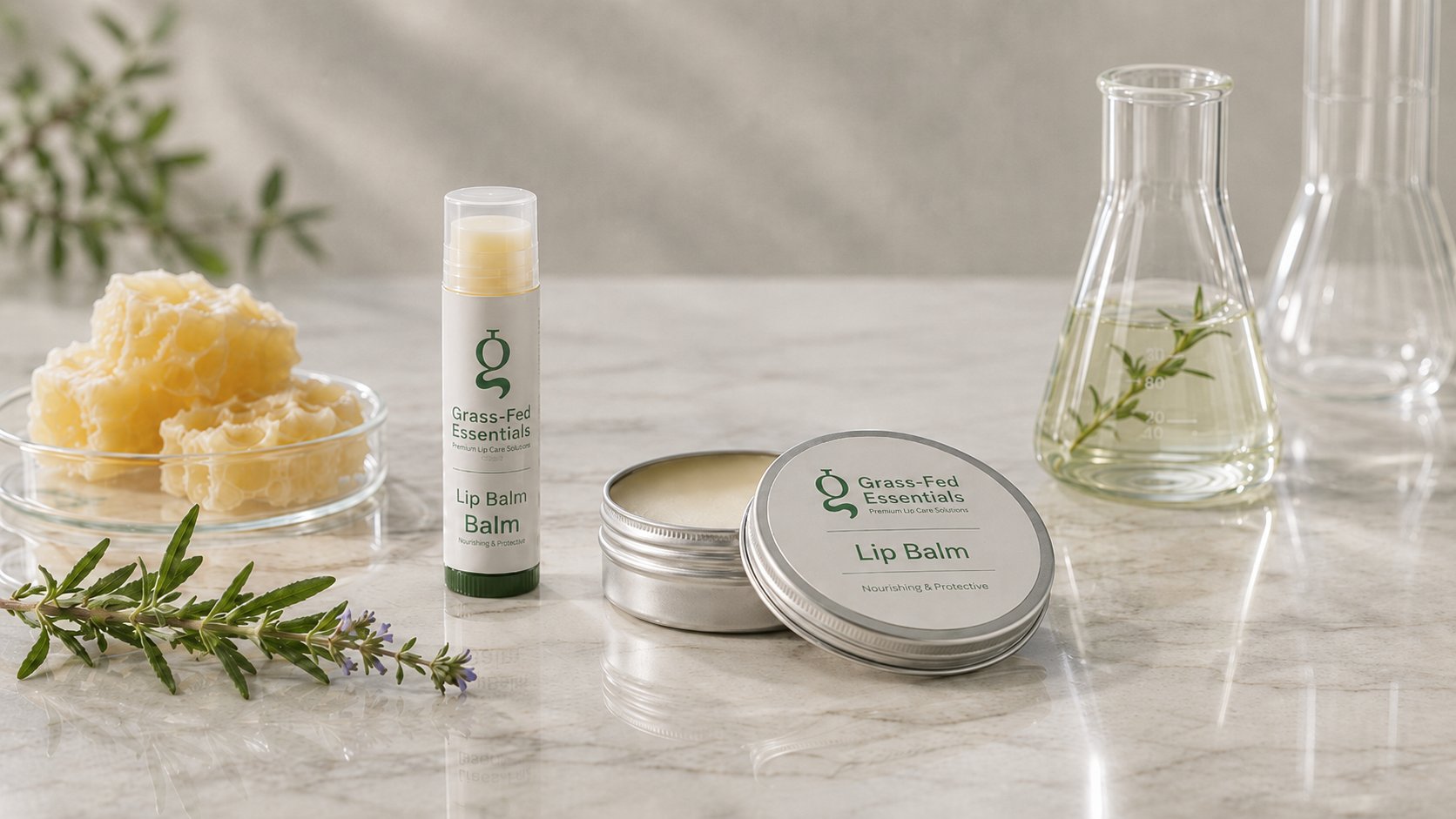Tallow lip balm in a tube and an aluminum tin