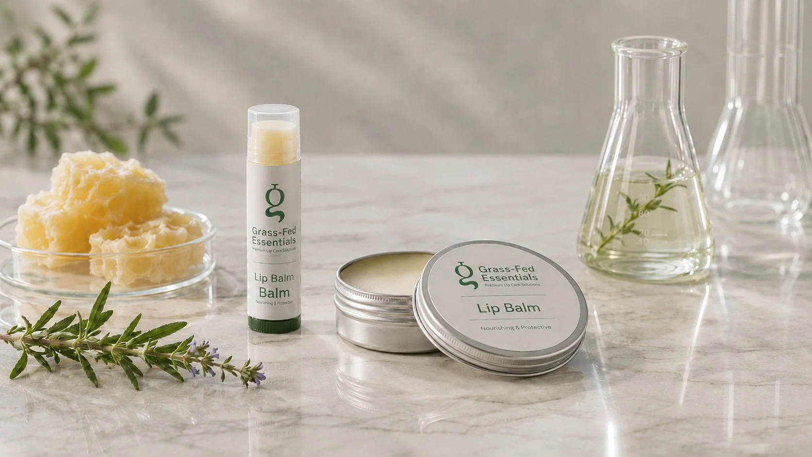 Tallow lip balm in a tube and an aluminum tin